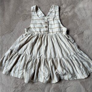 Rylee + Cru Cream and Tan Striped Tiered Cotton Dress